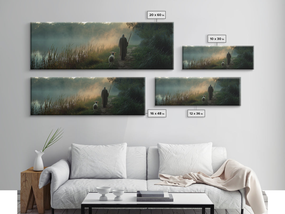 River Of Stillness | Framed Canvas Print | Panoramic Print | Christian Wall Art | Christian Art Canvas | Jesus Painting | Christmas Wall Ar