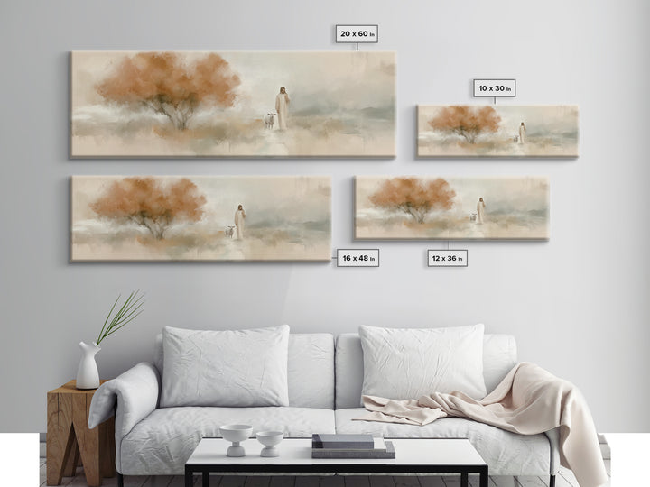 Autumn Light Journey, Framed Canvas Print, Panoramic Art, Christian Wall Art, Christian Art Canvas, Jesus Painting, Christian Christmas Art