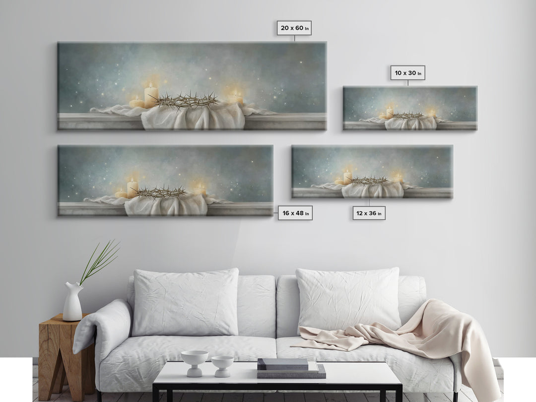 Sacred Vigil – Framed Canvas Print – Christian Art – Christian Art Canvas – Panoramic Wall Art – Christian Christmas Art – Modern Christian
