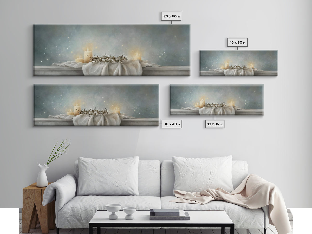 Sacred Vigil – Framed Canvas Print – Christian Art – Christian Art Canvas – Panoramic Wall Art – Christian Christmas Art – Modern Christian