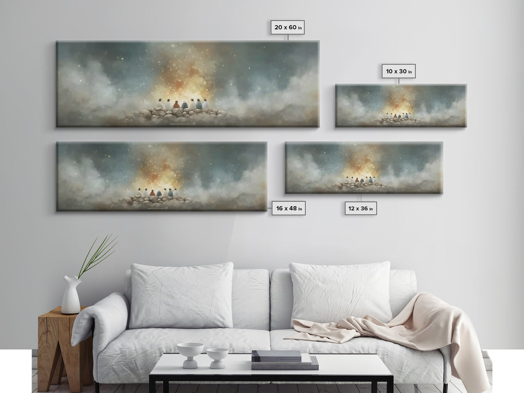 Mount Of Light – Framed Canvas Print – Christian Art – Christian Art Canvas – Jesus Painting – Panoramic Painting – Christmas Art