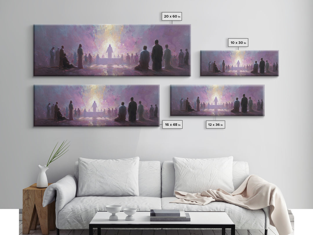 Divine Supper Light, Framed Canvas Print, Christian Wall Art, Christian Art Canvas, Jesus Painting, Panoramic Painting, Christmas Art