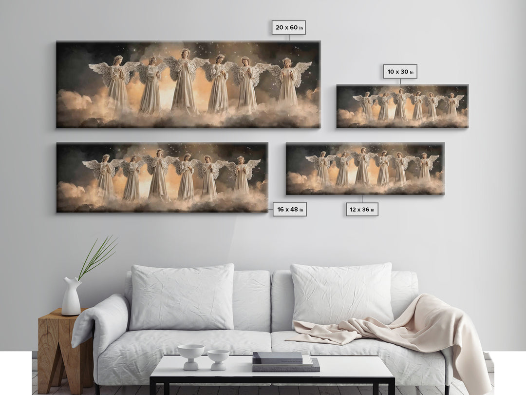 Angelic Chorus – Framed Canvas Print – Christian Art Canvas – Christian Wall Art – Panoramic Frame – Christmas Art – Christian Christmas De