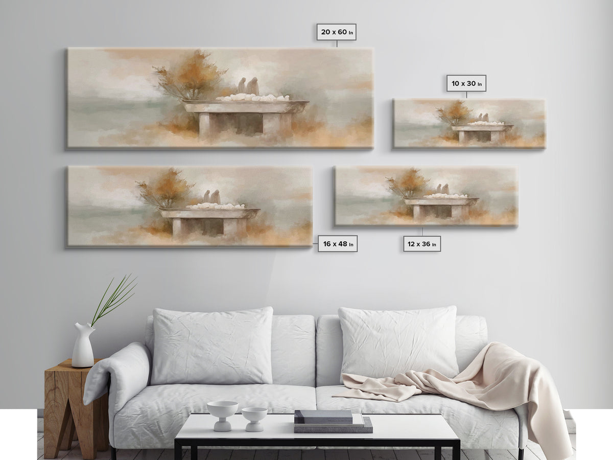Autumn Shepherds | Framed Canvas Print | Christian Art Canvas | Christian Wall Art | Panoramic Painting | Christian Christmas Art | Christi