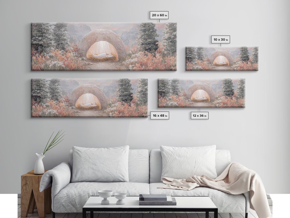 Garden Of Light, Framed Canvas Print, Christian Wall Art, Christian Art Canvas, Panoramic Frame, Christmas Art, Christian Christmas Decor