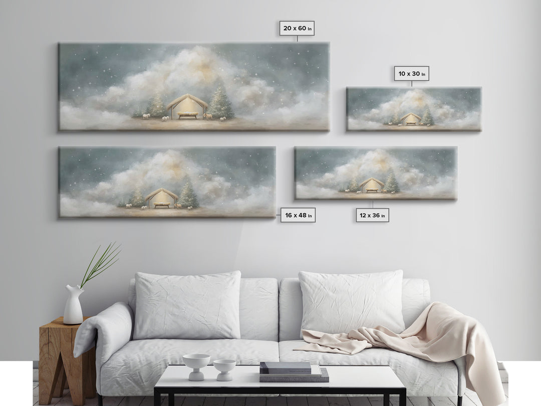 Holy Midnight – Framed Canvas Print – Christian Art Canvas – Christian Wall Art – Panoramic Print – Christmas Art – Christian Christmas Art