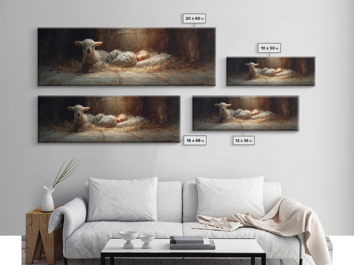 Lamb Of Peace – Framed Canvas Print – Christian Art Canvas – Christian Wall Art – Panoramic Wall Art – Jesus Painting – Christian Christmas