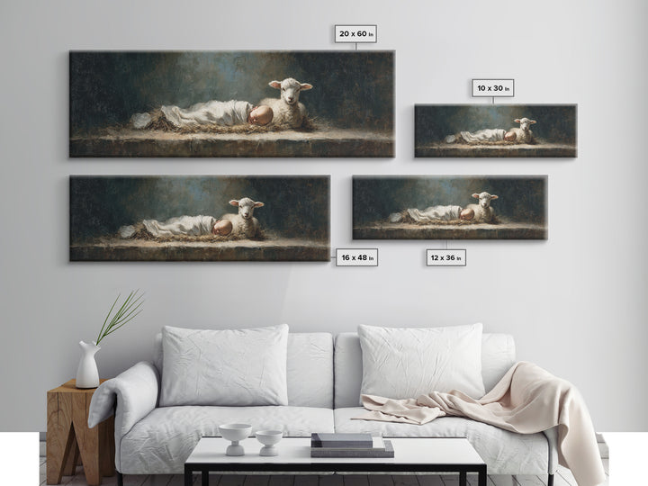 Sacred Slumber | Framed Canvas Print | Christian Art Canvas | Christian Wall Art | Panoramic Frame | Jesus Painting | Christmas Art