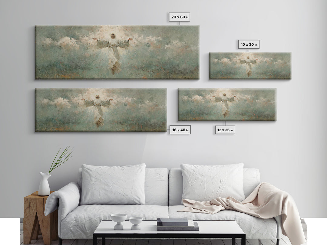 Rising Light | Framed Canvas Print | Christian Art | Christian Art Canvas | Panoramic Wall Art | Jesus Painting | Christian Gift