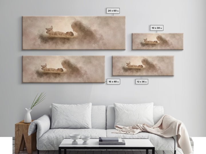 Silent Manger Light | Framed Canvas Print | Christmas Wall Art | Christian Art Canvas | Christian Christmas Art | Panoramic Print | Jesus P