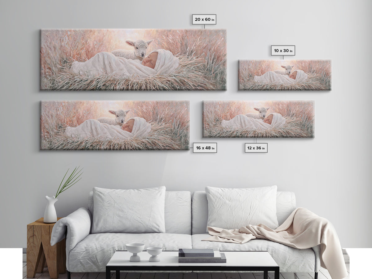 Grace In The Meadow – Framed Canvas Print – Christian Wall Art – Christian Art Canvas – Christmas Art – Panoramic Wall Art – Christian Deco