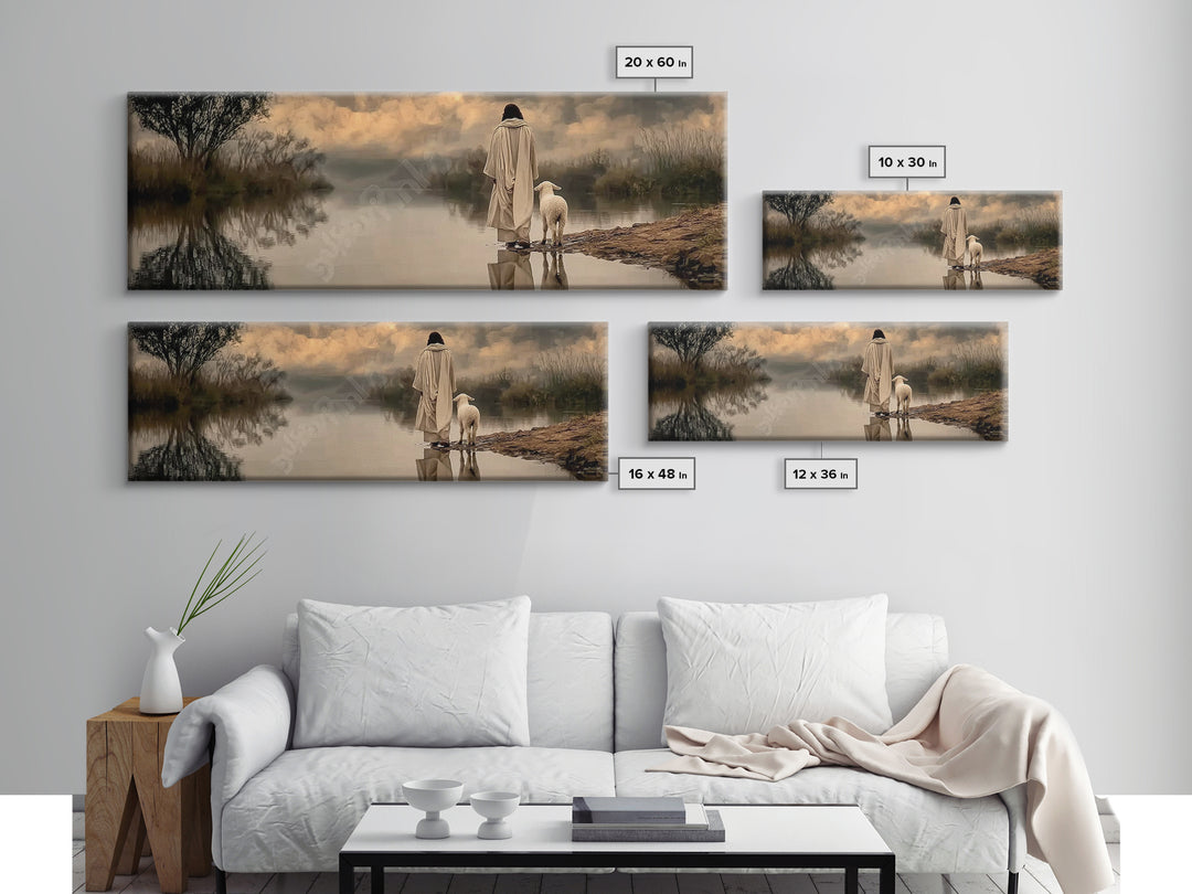 River Of Stillness | Framed Canvas Print | Christian Wall Art | Christian Art Canvas | Panoramic Art | Jesus Painting | Christian Christmas