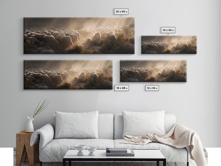 Radiant Shepherd Light – Framed Canvas Print – Panoramic Painting – Christian Wall Art – Christian Art Canvas – Christian Decor – Jesus Pai