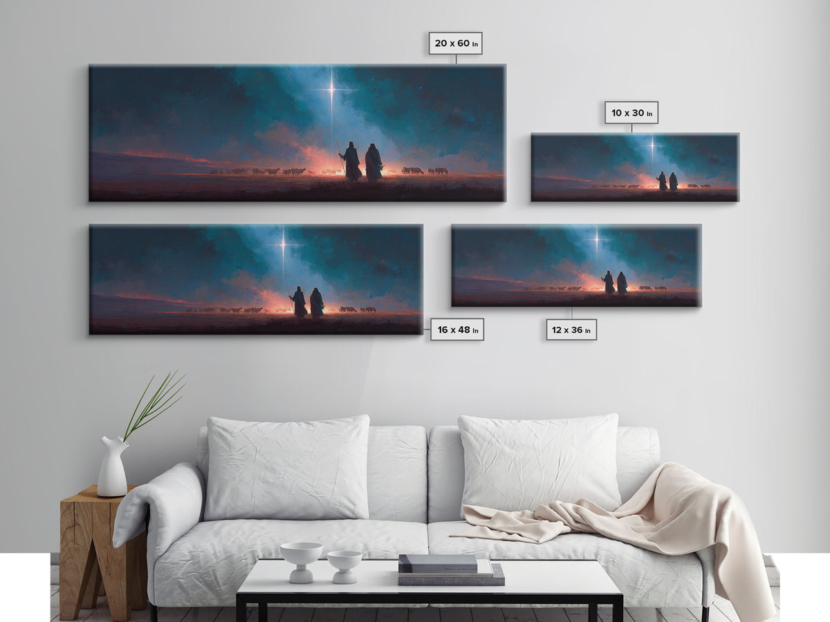Skyward Hope Rising – Framed Canvas Print – Christian Art Canvas – Panoramic Frame – Christmas Art – Jesus Art Print – Christian Wall Art