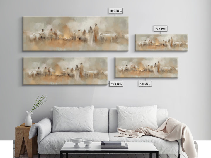 Humble Watchers | Framed Canvas Print | Panoramic Frame | Christian Art Canvas | Christian Christmas Art | Christmas Decor | Christian Wall