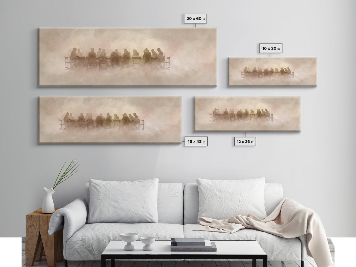 Mist In The Upper Room – Framed Canvas Print – Panoramic Painting – Christian Wall Art – Christian Art Canvas – Jesus Painting – Modern Chr