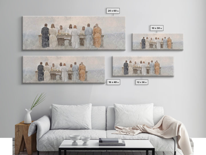 Table Of Peace – Framed Canvas Print – Panoramic Frame – Christian Art – Christian Wall Art – Jesus Painting – Subtle Christian Art