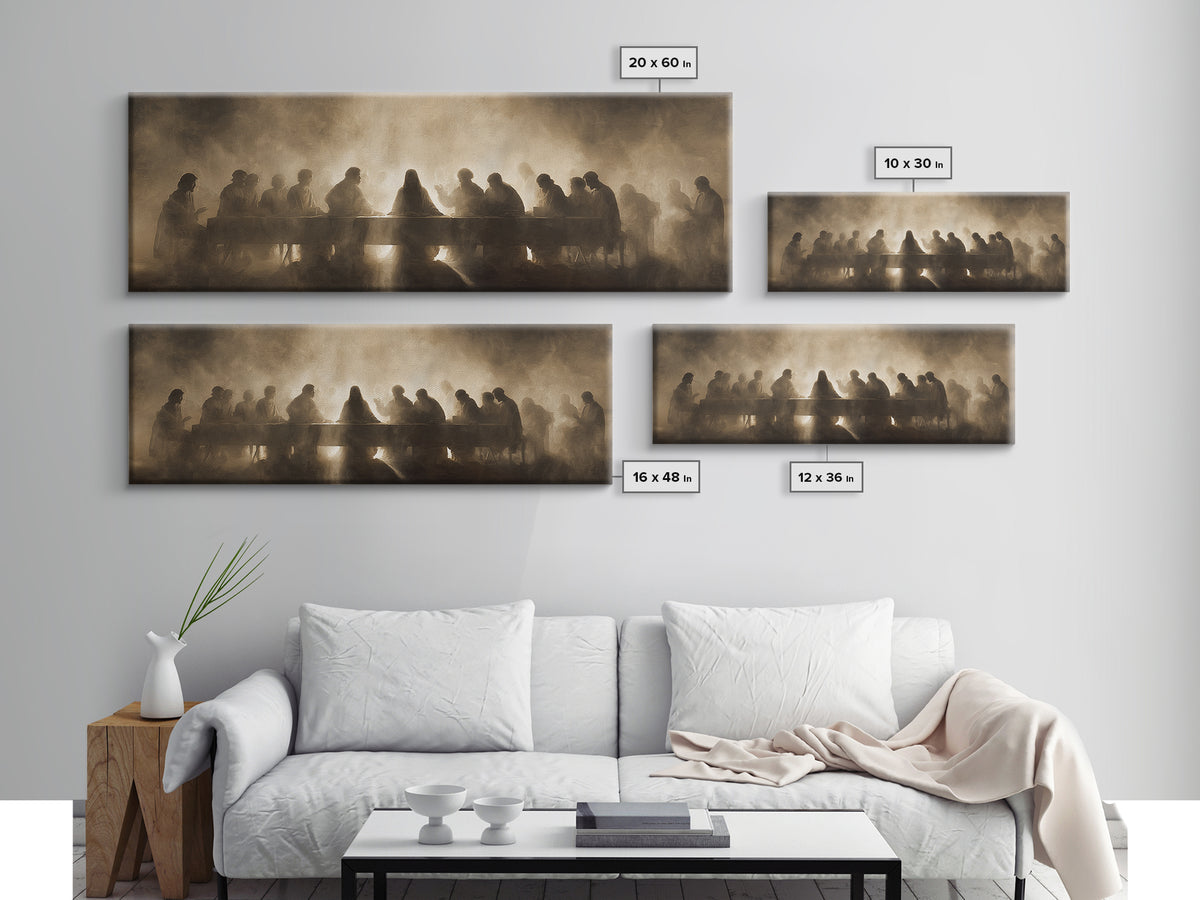 Desert Supper Glow | Framed Canvas Print | Panoramic Print | Christian Wall Art | Jesus Painting | Christian Art Canvas | Modern Christian