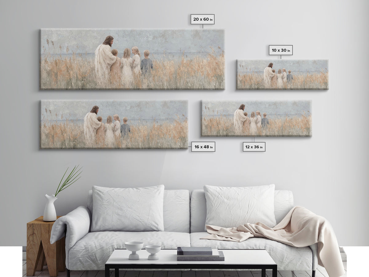 Blossoms Of Mercy – Framed Canvas Print – Christian Wall Art – Jesus Painting – Christian Art Canvas – Panoramic Wall Art – Christian Decor