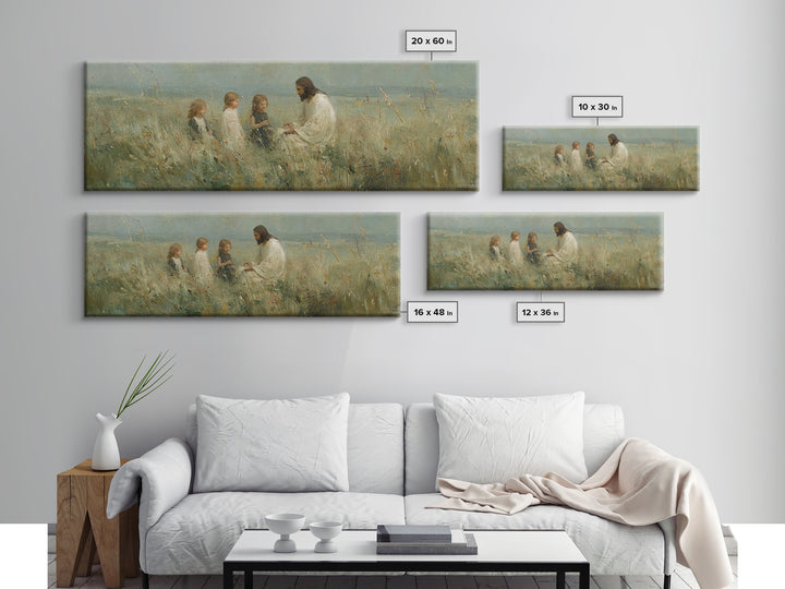 Garden Of Hope, Framed Canvas Print, Christian Art Canvas, Jesus Painting, Christian Wall Art, Panoramic Art, Christmas Art