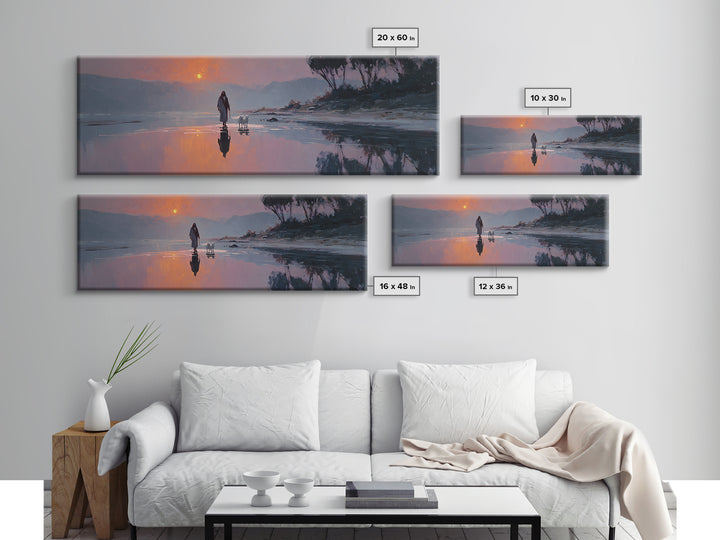 Gentle Guidance, Framed Canvas Print, Christian Art Canvas, Jesus Painting, Christian Wall Art, Panoramic Painting, Christian Decor