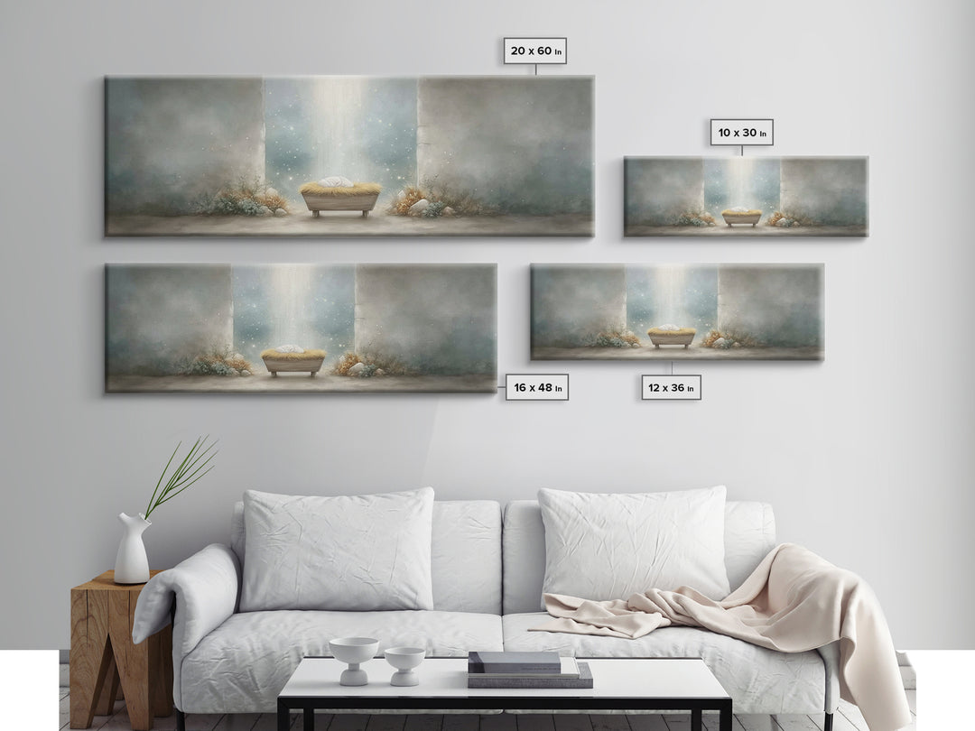 Manger Of Wonder, Framed Canvas Print, Panoramic Wall Art, Christian Christmas Art, Christian Art Canvas, Modern Christian Art, Christian D