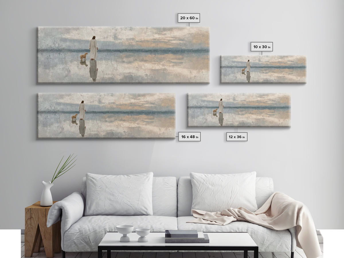 Reflective Grace – Framed Canvas Print – Christian Art Canvas – Jesus Painting – Christian Wall Art – Panoramic Wall Art – Christian Gift