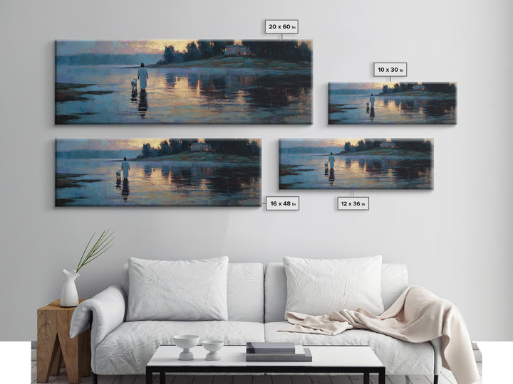 Twilight Of Peace | Framed Canvas Print | Christian Art Canvas | Christian Wall Art | Jesus Painting | Panoramic Art | Christian Gift