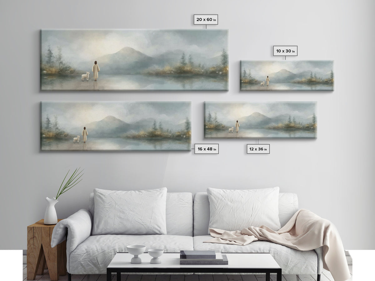 Dawn Of Promise, Framed Canvas Print, Christian Art Canvas, Christian Wall Art, Jesus Painting, Panoramic Wall Art, Christian Decor