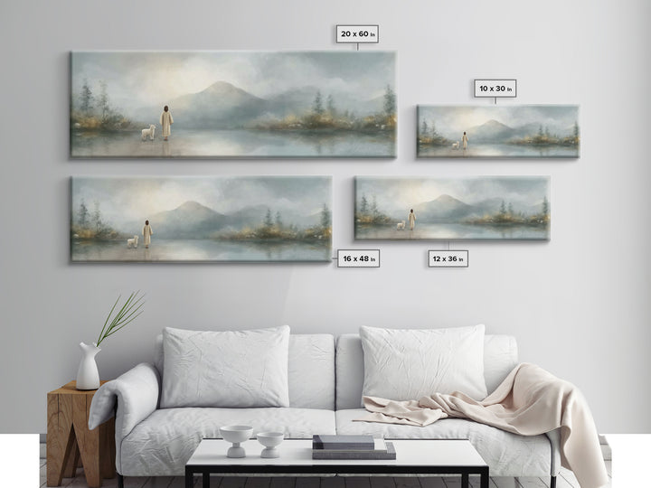 Dawn Of Promise, Framed Canvas Print, Christian Art Canvas, Christian Wall Art, Jesus Painting, Panoramic Wall Art, Christian Decor