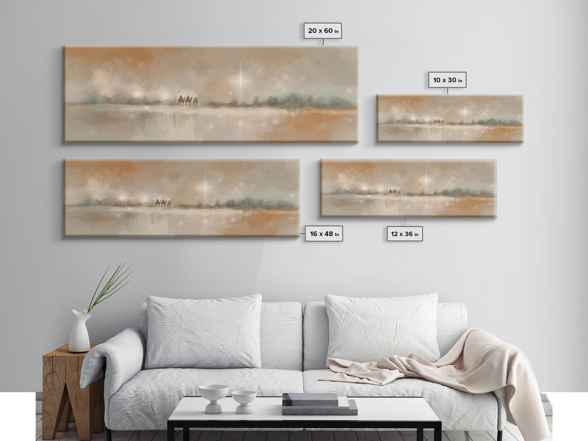 Guided By The Light | Framed Canvas Print | Christian Art Canvas | Christmas Art | Panoramic Wall Art | Christian Wall Art | Christian Gift