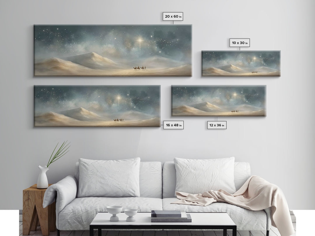 Desert Star Rising – Framed Canvas Print – Christmas Art – Panoramic Print – Christian Wall Art – Christian Art Canvas – Christian Christma