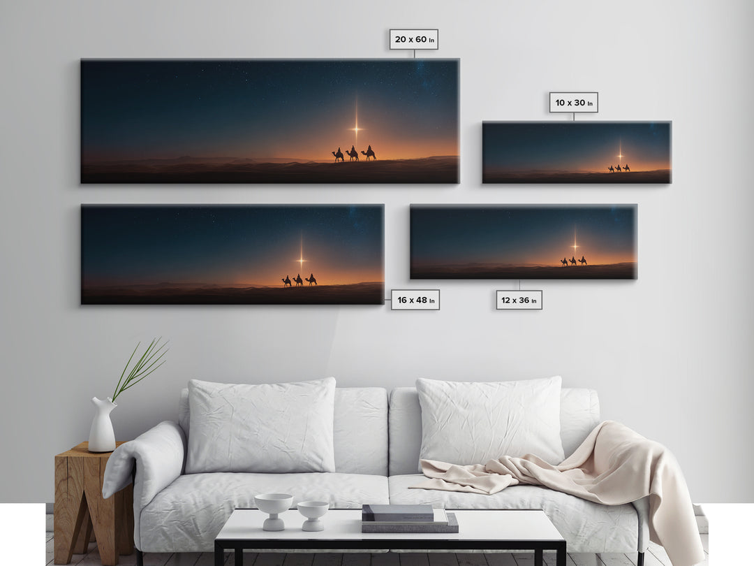 The Guiding Star – Framed Canvas Print – Panoramic Art – Christian Wall Art – Christmas Art – Christian Christmas Art – Jesus Painting