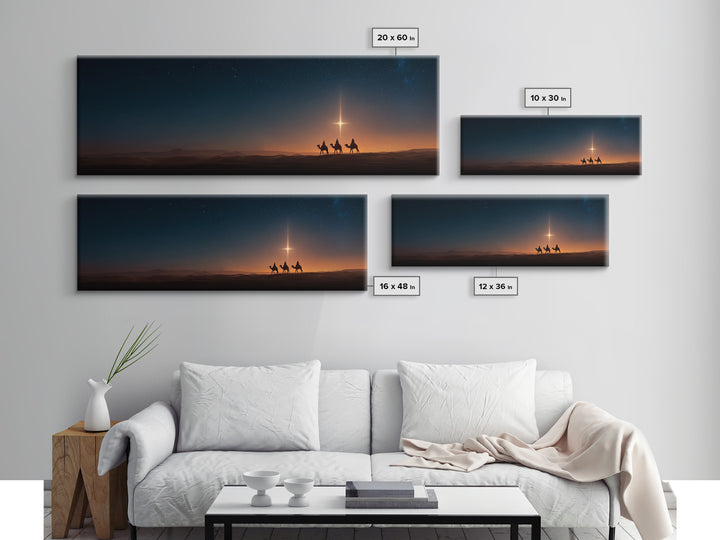 The Guiding Star – Framed Canvas Print – Panoramic Art – Christian Wall Art – Christmas Art – Christian Christmas Art – Jesus Painting