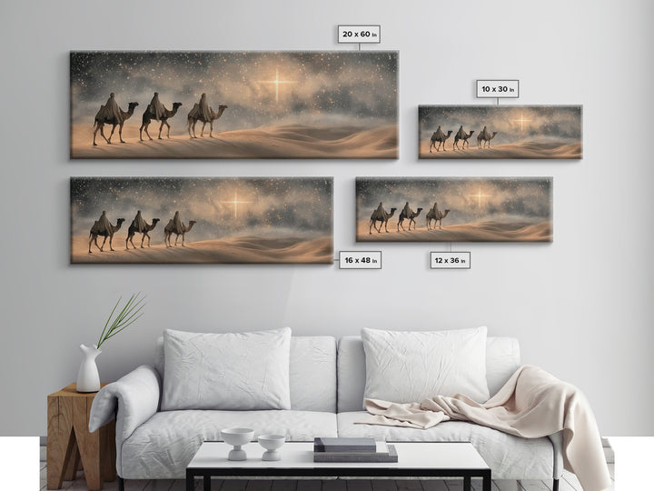 Bethlehem Star Glow – Framed Canvas Print – Panoramic Frame – Christian Art – Christmas Wall Art – Christian Christmas Art – Christian Deco