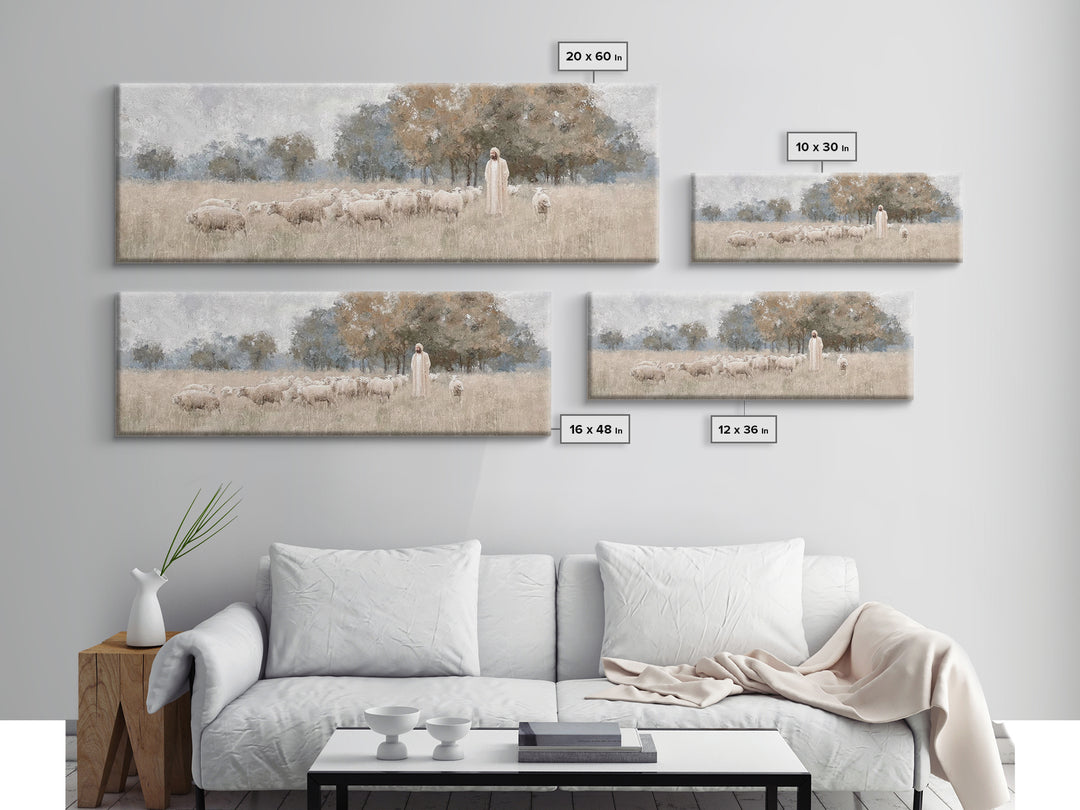 The Shepherd's Watch - Framed Canvas Print - Christian Wall Art - Jesus Painting - Christian Art Canvas - Panoramic Art - Christian Decor