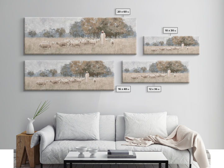 The Shepherd's Watch - Framed Canvas Print - Christian Wall Art - Jesus Painting - Christian Art Canvas - Panoramic Art - Christian Decor