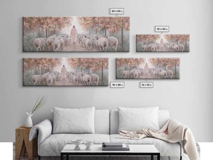 Autumn Pasture Grace | Framed Canvas Print | Christian Art Canvas | Jesus Painting | Christian Wall Art | Panoramic Wall Art | Christian Gi