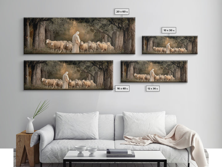 Quiet Grove Calling - Framed Canvas Print - Christian Art Canvas - Christian Wall Art - Jesus Painting - Panoramic Frame - Christian Gift I