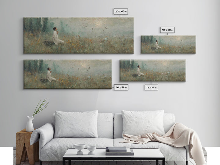 Celestial Garden Rest | Framed Canvas Print | Christian Art Canvas | Christian Wall Art | Panoramic Art | Christian Decor | Christian Gift