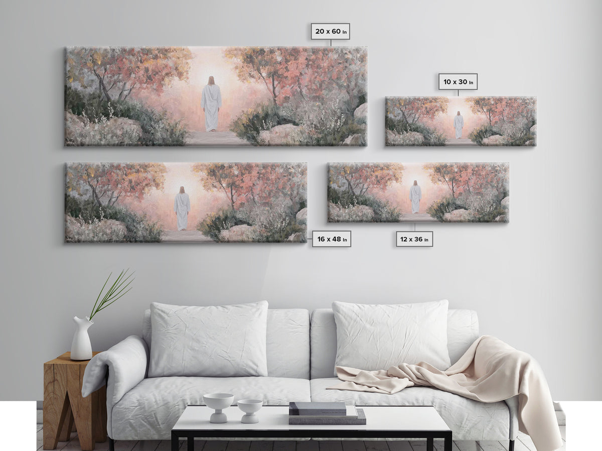 Path Of Light – Framed Canvas Print – Christian Wall Art – Jesus Painting – Panoramic Art – Christian Art Canvas – Christmas Art