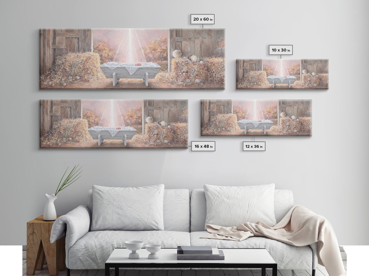 Barn Of Glory – Framed Canvas Print – Panoramic Art – Christian Christmas Art – Christian Wall Art – Christian Art Canvas – Modern Christia