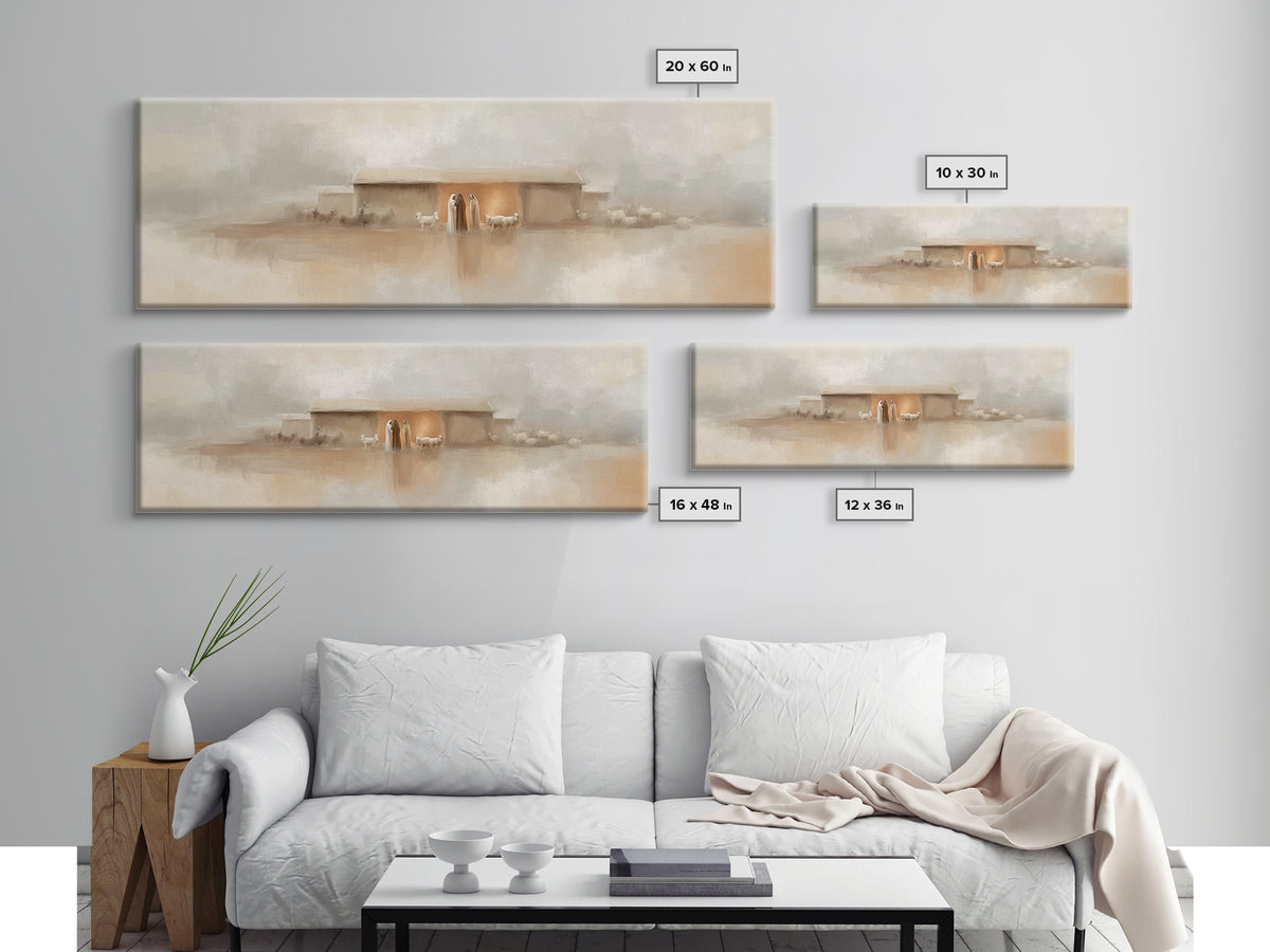 Nativity Grace | Framed Canvas Print | Panoramic Painting | Christian Wall Art | Christian Art Canvas | Christmas Art | Christian Decor