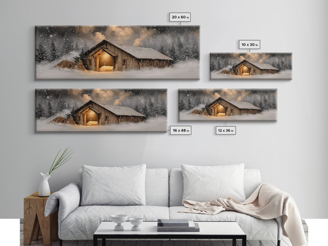 Bethlehem Evening – Framed Canvas Print – Panoramic Frame – Christian Christmas Art – Christian Wall Art – Christian Art Canvas – Christmas