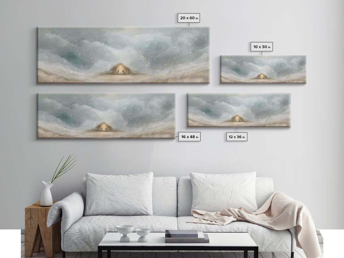Cave Of Dawn – Framed Canvas Print – Panoramic Painting – Christian Art Canvas – Christmas Art – Christian Wall Art – Christian Christmas D