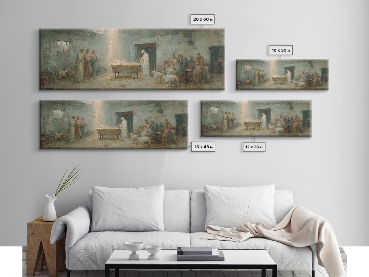 Heaven’s First Hour | Framed Canvas Print | Panoramic Print | Christian Wall Art | Christian Art Canvas | Christian Christmas Art | Christi