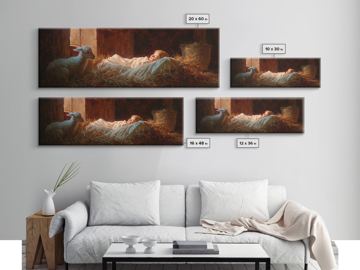 Starborn Hope | Framed Canvas Print | Christian Art Canvas | Panoramic Print | Christian Christmas Art | Jesus Painting