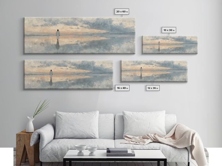 Hope On The Waters, Framed Canvas Print, Panoramic Wall Art, Christian Art Canvas, Jesus Painting, Modern Christian Art, Christian Decorati
