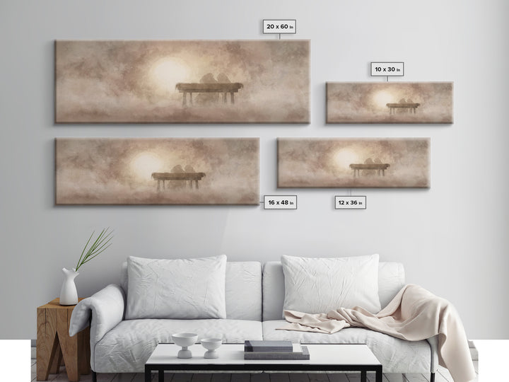 Manger In The Mist | Framed Canvas Print | Panoramic Wall Art | Christian Christmas Art | Christmas Canvas Wall Art | Christian Art Canvas