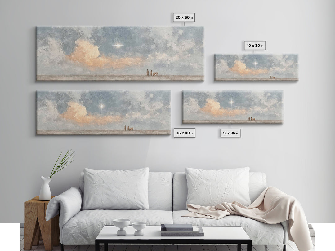 Guided By The Light, Framed Canvas Print, Christian Wall Art, Panoramic Print, Jesus Painting, Christian Art Canvas, Christmas Art